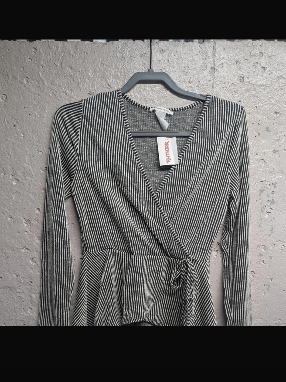Caution To The Wind Black & White Striped Wrap Top